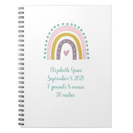 Boho Rainbow Rosa Teal Guld Hearts Baby Gift Anteckningsbok