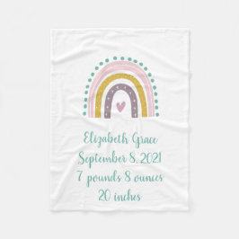 Boho Rainbow Rosa Teal Guld Hearts Birtuts Stats B Fleecefilt