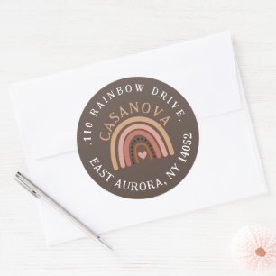 Boho Rainbow Round Return-adressetikett Runt Klistermärke
