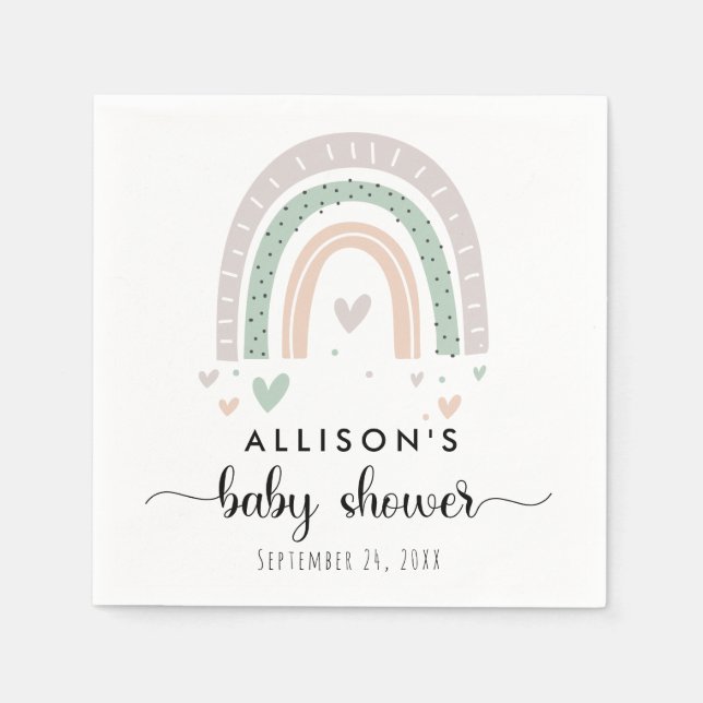 Boho Rainbow Sage Baby Shower Pappersservett (Framsidan)
