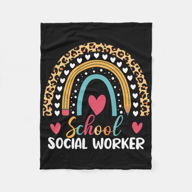 Boho Rainbow School Skolans socialarbetare  Fleecefilt (Framsidan)