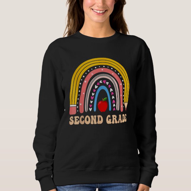 Boho Rainbow Second Grade Student Teacher Back To  T Shirt (Framsida)