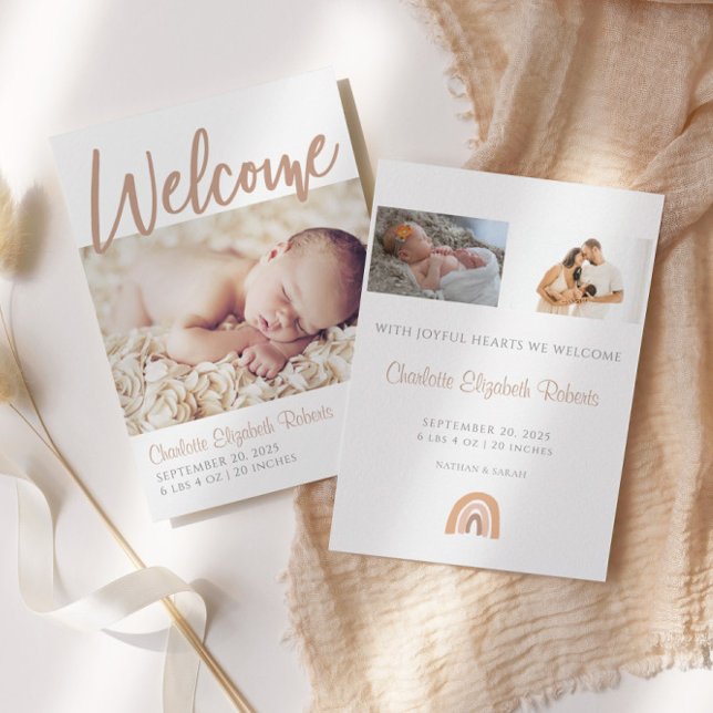 Boho Rainbow Simple Photo Birth Notice Inbjudningar (Skapare uppladdad)