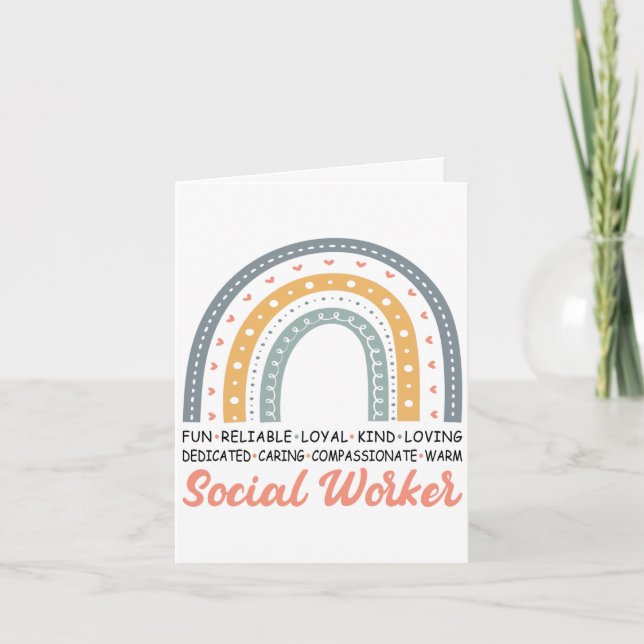 Boho Rainbow Social arbetskort - månadskort Kort (Framsida)