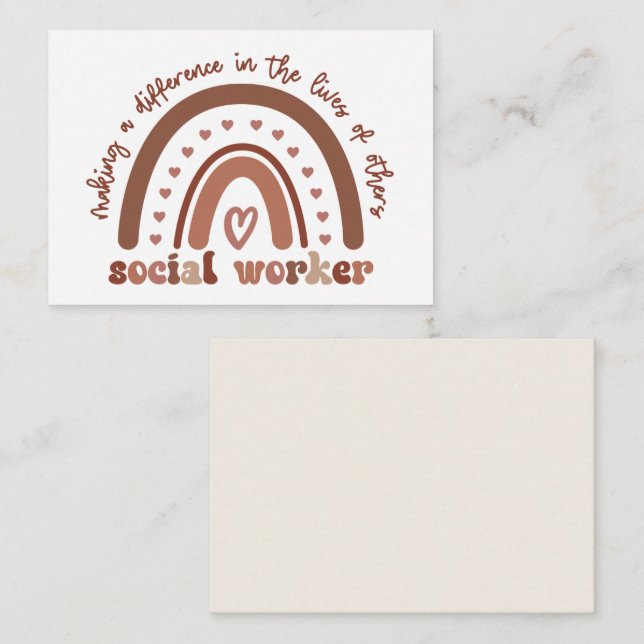 Boho Rainbow Social Worker-uppskattning Anteckningskort (Fram/baksida)