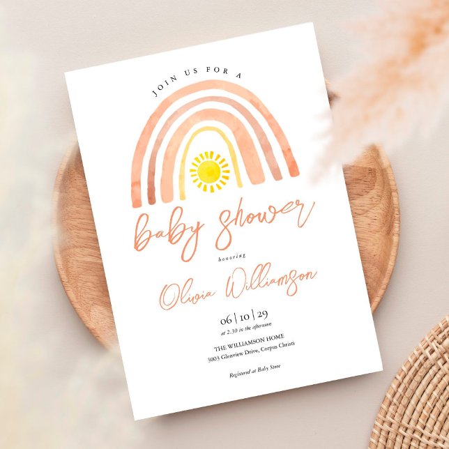 Boho Rainbow Sol Baby Shower Inbjudningar (Skapare uppladdad)