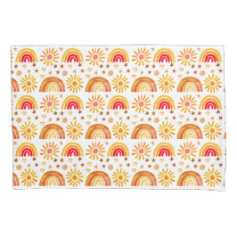 Boho Rainbow Sol Stars Watercolor Orange Mönster