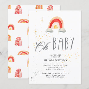 boho rainbow söt babyutsändning inbjudningar
