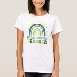 Boho Rainbow Speciell Education Lärares grönt blue T Shirt