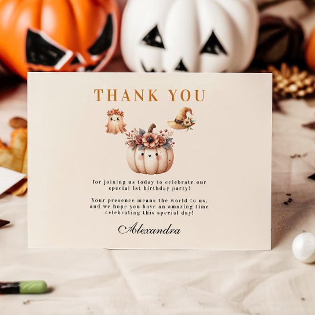 Boho Rainbow Spooky First Birthday Tack Kort (Skapare uppladdad)