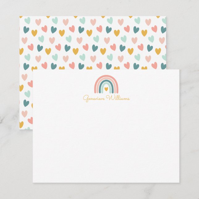 Boho Rainbow Stationery Note Card Anteckningskort (Fram/baksida)