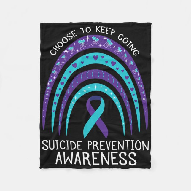 Boho Rainbow Suicide Awareness Mental Health Fleecefilt (Framsidan)