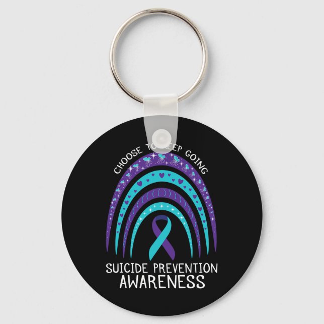 Boho Rainbow Suicide Awareness Mental Health Nyckelring (Framsida)