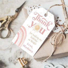 Boho Rainbow Sunshine Birthday Tack Gift Märkres Presentetikett