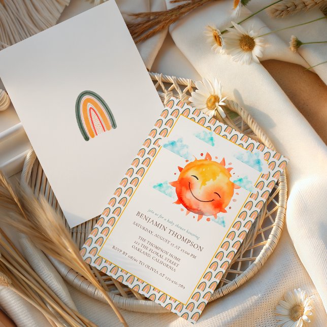 Boho Rainbow Sunshine Gender Neutral Baby Shower Inbjudningar (Skapare uppladdad)