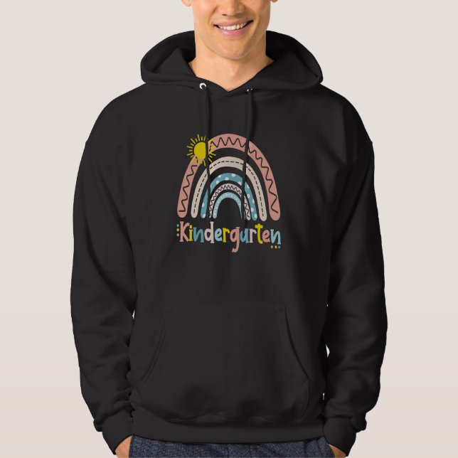 Boho Rainbow Sunshine Kindergarten Kids Teacher Hoodie (Framsida)