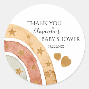 Boho Rainbow Tack Baby Shower Runt Klistermärke