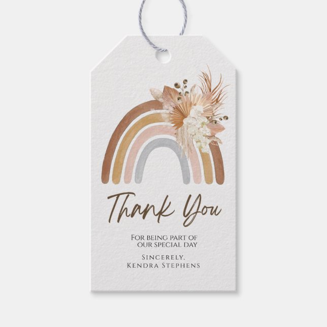 Boho Rainbow Tack Märkre Presentetikett (Framsidan)