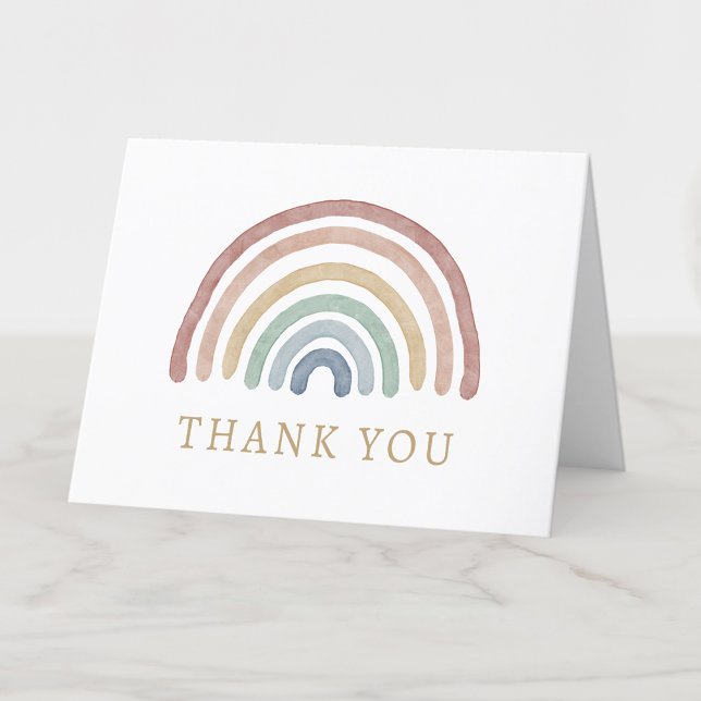 Boho Rainbow - tackkort (Boho Watercolor Colorful Rainbow Thank You Card by Painted Paperie
)