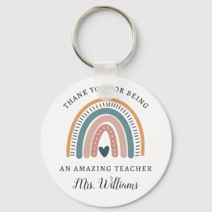 Boho Rainbow Teacher Apprecision Namn Keychain Nyckelring