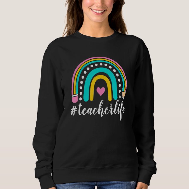 Boho Rainbow Teacher Life Lycklig 100 Dag 100 Dag T Shirt (Framsida)