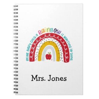 Boho Rainbow Teacher Notebook, Gift for Teacher Anteckningsbok