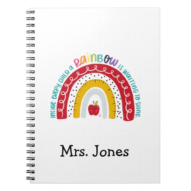 Boho Rainbow Teacher Notebook, Gift for Teacher Anteckningsbok (Framsidan)