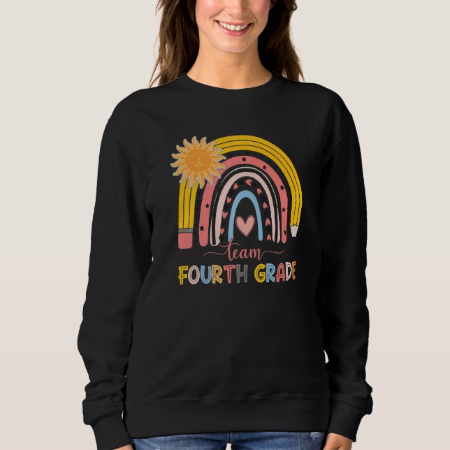 Boho Rainbow Teacher Team Fjärde Klass första dage T Shirt (Framsida)