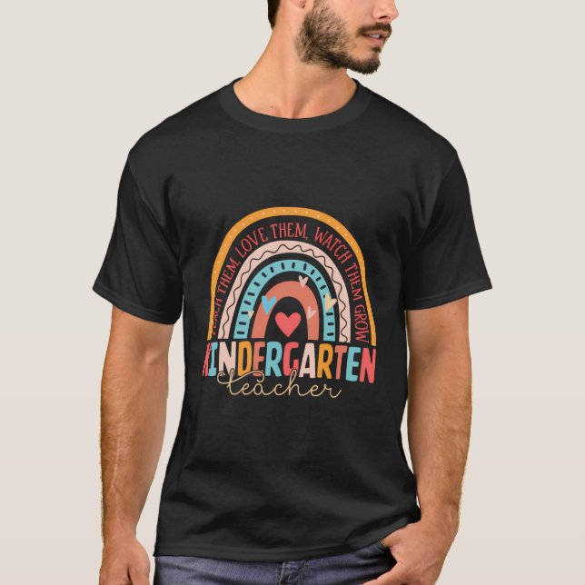 Boho Rainbow Teacher Team Kinder Garten Squad Back T Shirt (Framsida)