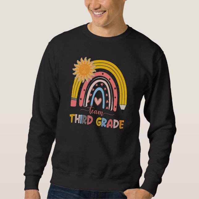 Boho Rainbow Teacher Team tredje Klass första dage Lång Ärmad Tröja (Framsida)