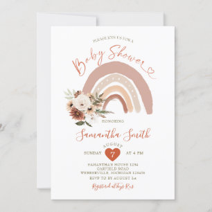 Boho Rainbow Terracota Blommigt Baby Shower Inbjudningar