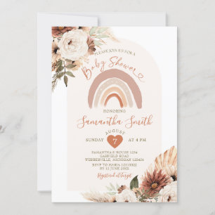 Boho Rainbow Terracota White Blommigt Baby Shower Inbjudningar