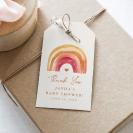 Boho Rainbow Terracott Baby Shower-Tack för Presentetikett