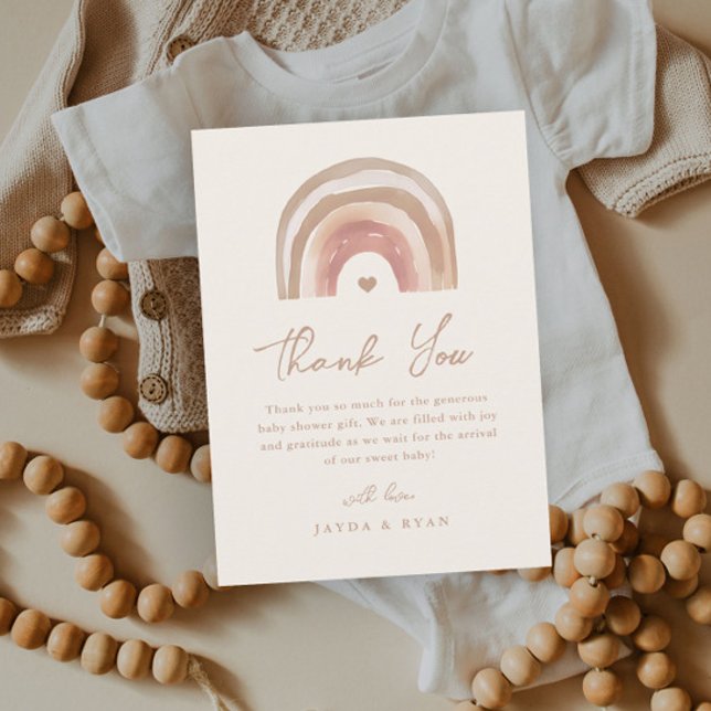 Boho Rainbow Terrakotta Baby Shower Tack Kort (Boho Rainbow Neutral Baby Shower Thank You Card.)