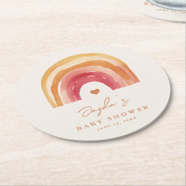 Boho Rainbow Terrakotta Baby Shower Underlägg Papper Rund