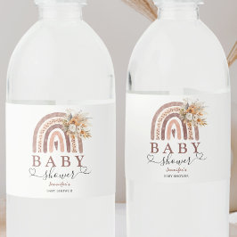 Boho Rainbow Theme | Kön Neutral Baby Shower Vattenflaskor Etikett