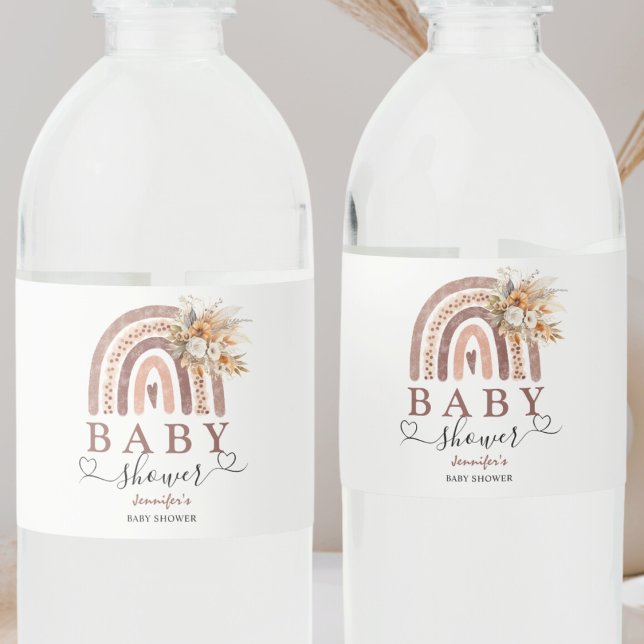 Boho Rainbow Theme | Kön Neutral Baby Shower Vattenflaskor Etikett (Skapare uppladdad)