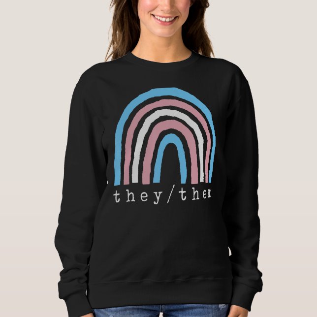 Boho Rainbow Trans Pronouns de dem Pridet LBGTQI T Shirt (Framsida)