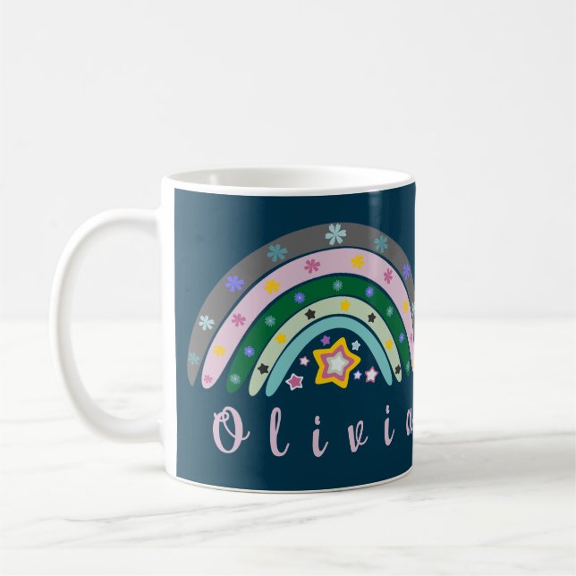 Boho Rainbow Trendig med Personlig Namn Kaffemugg (Vänster)