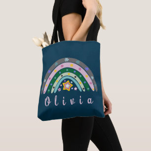 Boho Rainbow Trendig med Personlig Namn Tygkasse
