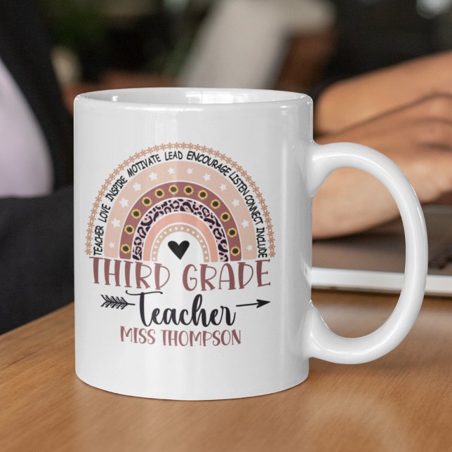  Boho Rainbow Tumbler for 3rd Grade Teacher Kaffemugg (Skapare uppladdad)