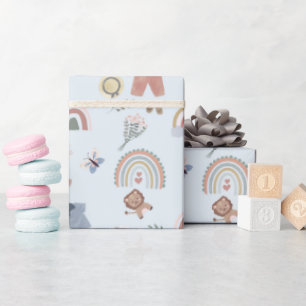 boho rainbow vattenfärgsbabydusch som täcker pappr presentpapper