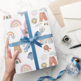 boho rainbow vattenfärgsbabydusch som täcker pappr presentpapper