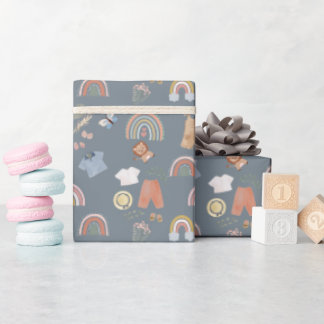 boho rainbow vattenfärgsbebisdusch presentpapper