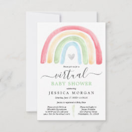 Boho Rainbow Virtuell Baby Shower-inbjudan Inbjudningar
