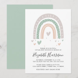 Boho Rainbow Virtuell Baby Shower Inbjudningar