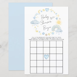 Boho Rainbow Watercolor Baby Shower Bingo Game