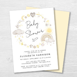 Boho Rainbow Watercolor Baby Shower Inbjudningar