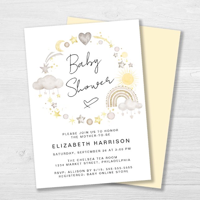 Boho Rainbow Watercolor Baby Shower Inbjudningar (Skapare uppladdad)