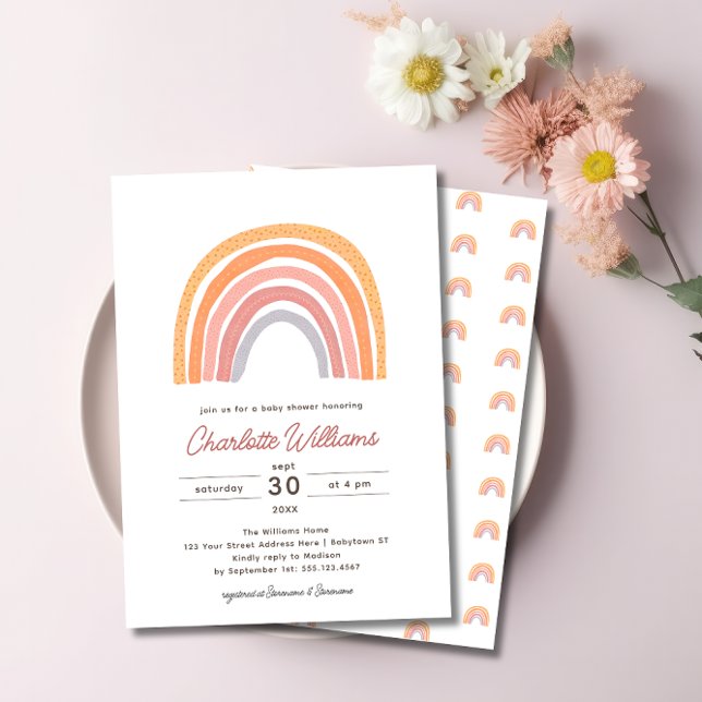 Boho Rainbow Watercolor Baby Shower Inbjudningar (Skapare uppladdad)